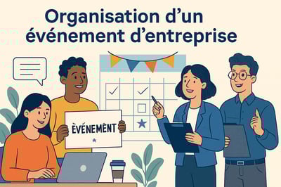 Illustration d’une équipe organisant un événement d’entreprise Illustration d’une équipe organisant un événement d’entreprise